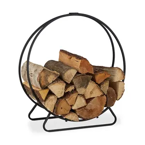 Lò Sưởi Trong Nhà Gỗ Lưu Trữ Chủ/Tròn Củi Log Rack/Cổ Điển Vòng Thép Log Chủ Log Hoop Thiết Kế