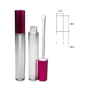 4,8 ml tapa roja Rosa contenedor de brillo de labios vacío embalaje delgado tubo de brillo de labios con varita cilindro de Venta caliente - Product Image 1