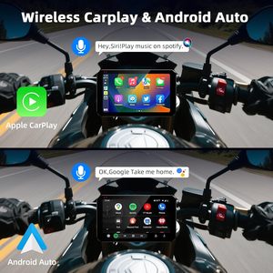 Xách tay màn hình cảm ứng Carplay & Android Auto 5.5 ''màn hình <span class=keywords><strong>DVR</strong></span> IP67 không thấm nước cho xe máy MP5 Máy nghe nhạc Front & Rear máy ảnh - Product Image 2