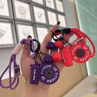 Porte-clés DIY style sport fitness, mini haltère, barre de musculation, disque de poids, breloque de sac, pendentif pour les amateurs de gym