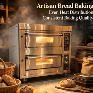 Horno de Convección a Gas Comercial de Alta Eficiencia, de Doble Capa y 4 Bandejas, Horno de Acero Inoxidable <span class=keywords><strong>para</strong></span> Hornear Pan, Pasteles y <span class=keywords><strong>Pizza</strong></span> - Product Image 1