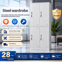 Armoire de rangement exclusive transfrontalière en acier, quatre portes, antistatique, ignifuge, pour dortoirs d'employés et bureaux, avec serrure