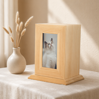 Urnas de Cremación de Madera para Mascotas, para Cenizas de Perros y Gatos, Caja de Recuerdo Funeraria de Madera con Foto Grabada con Láser Personalizada, con Bolsa de Terciopelo
