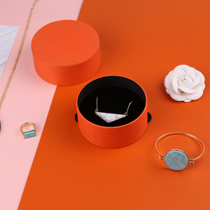 Boyang Custom Logo Printed Luxury <b>Orange</b> <b>Paper</b> Round Bangle Bracelet Jewelry Box Packaging - Product Image 2