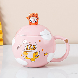 <span class=keywords><strong>EMOER</strong></span> Tigerjahr Europäisches Design Große Kapazität Umweltfreundliche Porzellan-Kaffeetasse mit Löffel Minimalistische Geschäftsgeschenke Trinkgeschirr - Product Image 3