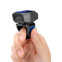 Lecteur de codes-barres miniature Eyoyo Mini Finger, lecteur de codes-barres portable en forme d'anneau, 2,4 GHz sans fil et BT et USB, lecteur de codes-barres pour la logistique et la bibliothèque