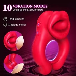 Couple Sex Toys Male <strong>Cock</strong> <strong>Ring</strong> &amp; Female Clitoral <strong>Vibration</strong> Tongue Licking <strong>Vibrator</strong> Penis Lock &amp; Female Clitoris Stimulator - Product Image 5
