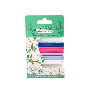 Élastiques à cheveux en coton pur ZSM, couleur unie, haute élasticité, usage quotidien, emballage écologique - Product Image 5