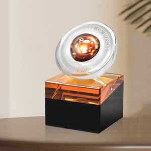 Trofeo de vidrio en blanco para chorro de arena, trofeos de escudo de cristal de color, presentación de lujo, trofeo de <span class=keywords><strong>metal</strong></span>, premios de vidrio - Product Image 4