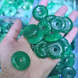 JF7356 подлинный натуральный камень зеленый нефрит круглая монета пончик Очаровательные Подвески - Product Image 3