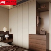 Suite de chambre minimaliste tout-en-un : Armoire murale et poste de travail ; Unités de rangement haut de gamme et durables pour une vie moderne