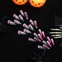 Offre Spéciale longue ballerine Halloween démon citrouille fantôme 24 pièces clous à presser en gros Style foncé ABS ongles artificiels