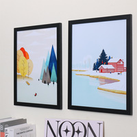 Haute qualité Mdf noir bois flottant encadré décoration murale abstraite personnalisé Fine Art affiche impression pour hôtels