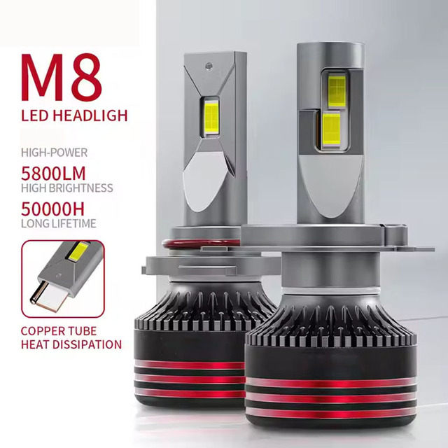Heyword New 12V 120W 6000K LED Car Light Set 2 with Hi/Lo Beam CSP Headlights for H1/H4/H7 Models External Driver Fan