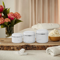 Fuyun 100g/200g/300g Pots cosmétiques en plastique PP blanc à bord argenté pour crème visage, crème contour des yeux, rouge à lèvres, mascara, soins de la peau, poudre libre