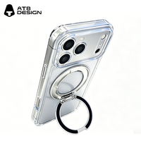 Étui de téléphone magnétique transparent ATB pour iPhone 18 Pro Max, coque de protection antichoc avec support anneau et béquille, Capinha De Celular