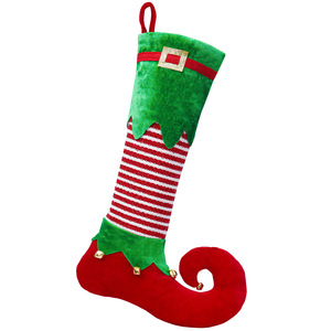 2024 Lovely Green Fleece Christmas Elf Stocking Árbol de Navidad Regalo Chimenea Calcetines de Navidad Adornos colgantes Decoración - Product Image 6