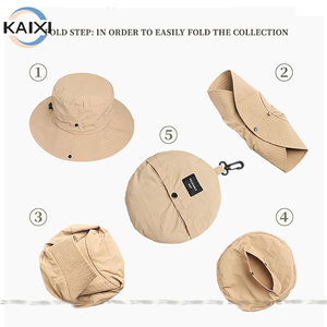 Sombrero de Pescador Plegable Personalizado al por Mayor con Bolsillo, Gorra de Pesca de Color Sólido con Cordón Ajustable - Product Image 3