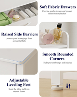 Coiffeuse rustique écologique en bois massif avec miroir coulissant, éclairage et tiroirs en tissu grande capacité pour chambre à coucher et adolescents