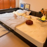 Très grand lit double moderne et simple en bois pour deux enfants famille épissé lit parent-enfant pour chambre principale ou hôtel