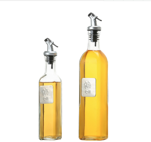 Bouteille d'huile en verre <span class=keywords><strong>de</strong></span> 500ml et bouteille d'huile <span class=keywords><strong>de</strong></span> patch en acier inoxydable Pot <span class=keywords><strong>de</strong></span> stockage d'épices <span class=keywords><strong>Vinaigre</strong></span> Huile Sauce <span class=keywords><strong>Vin</strong></span> <span class=keywords><strong>Cuisine</strong></span> Utilisation Bouteilles en verre - Product Image 1