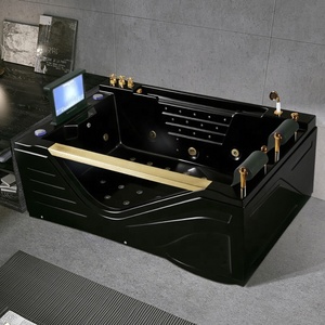 Salle de bain intérieure portable TV Baignoire à remous <span class=keywords><strong>avec</strong></span> jet de massage d'air Hydro Ozone New Black Two-Skirt Design Style traditionnel - Product Image 1