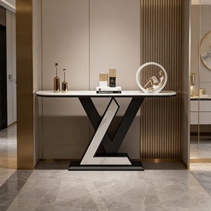 <span class=keywords><strong>Console</strong></span> d'entrée de style italien, luxe léger, avec plateau en pierre, rangement ouvert, design moderne et épuré, mobilier de maison - Product Image 4