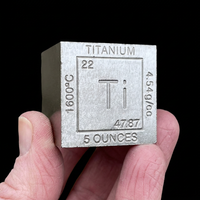 Bloc de titane en forme de cube, grade CP 1, 96 % de Ti, forgé, usiné CNC, échantillon de test pour placage, anodisation, présentation