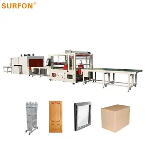 Automatic Shrink Film Wrap Machine Line for Panel Window Door Board automatic wrapping line