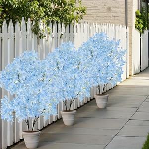 3 grands arbres artificiels de cerisier bleu, ornements de fleurs artificielles, parfaits pour le jardin, la salle de séjour, la chambre à coucher, le balcon - Product Image 4