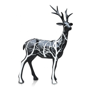 Stile nordico doppio cervo ornamenti cartone animato animale BMB sfaccettatura geometria in fibra rinforzata resina di vetro artigianato per lo Shopping natalizio - Product Image 5