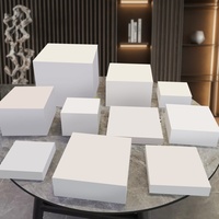 Présentoirs alimentaires carrés en acrylique blanc personnalisés pour buffet, présentoirs gigognes pour aliments, boîtes de présentation sur pied