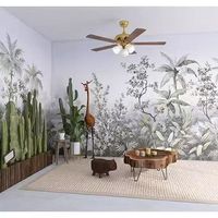 Papier peint paysage américain, style d'Asie du Sud-Est, forêt tropicale, feuille de bananier, murale personnalisée, revêtement mural