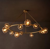 Lustre Couronne 3 lumières en bois, style moderne pour salon, luminaires de ferme, finition antique et or rouillé