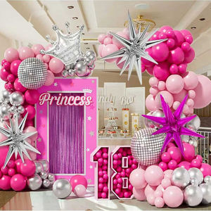<strong>Barbie</strong> Pink Color Balloon Arc Kit Pink Latex Balloon with Crown and Exploding Star Foil Balloon for Girl's Party <strong>Decoration</strong> - Product Image 5