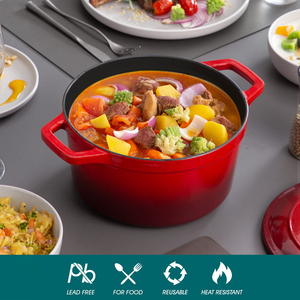 Casserole ronde <span class=keywords><strong>en</strong></span> <span class=keywords><strong>fonte</strong></span> émaillée de style français et néerlandais, grande capacité, pour la cuisson à la vapeur, idéale pour la maison – Nouveauté 2026, Vente Flash - Product Image 4