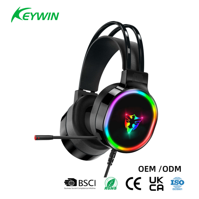 Factory OEM RGB 7.1 USB Wired Over-ear Gaming Headset Stock RGB On-ear Gaming Headphone with Microphone for PS5 PS4 XBOXes PC