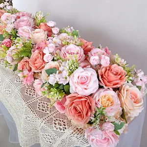 luxury flower design 2M*40CM long table runners wedding flower aisle runner