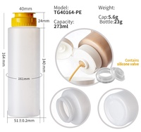 Bouteille de condiment en plastique transparente HDPE de 273 ml (9 oz) avec bouchon à valve en silicone pour le ketchup et les vinaigrettes