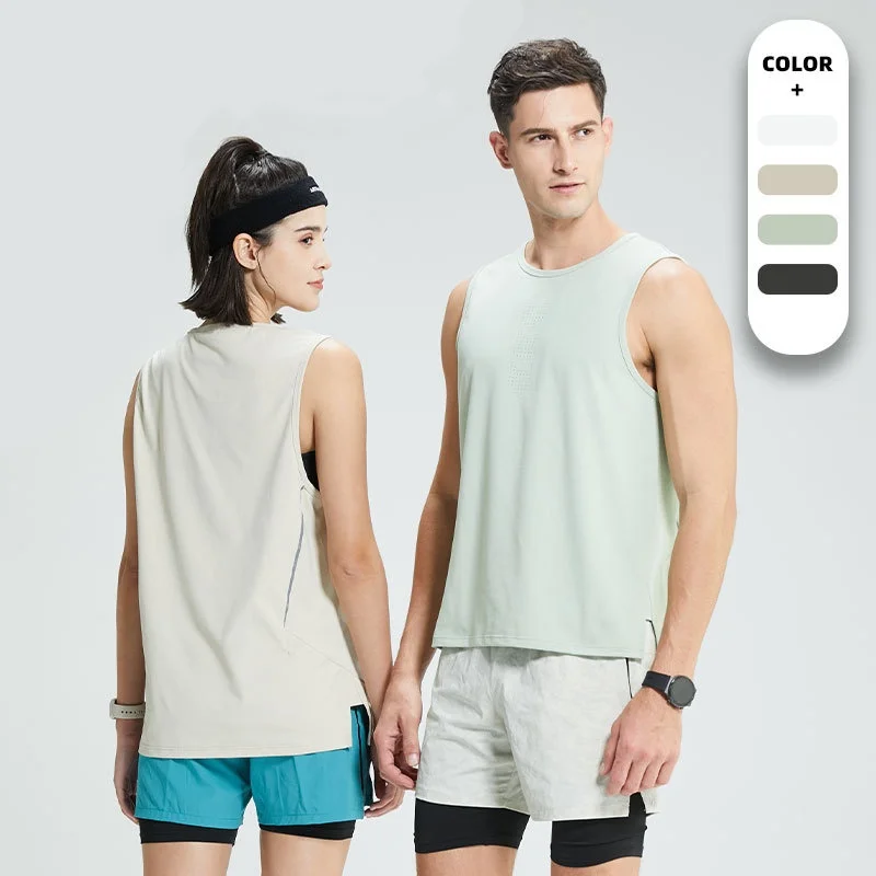 New Arrival Unisex 100%polyester Soft Gym White Plain Blank Fashion Tank Top Sleeveless Round-Neck Quick-Dry Sports Activewear