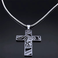 Nouveau Collier Pendentif Croix Creuse en Acier Inoxydable Étanche, Accessoire de Mode