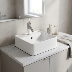 MING <span class=keywords><strong>LIU</strong></span> Lavabo de Baño Cuadrado de Cerámica con Diseño Moderno, Certificado ISO9001, Fácil de Limpiar, Color Blanco, Garantía de 3 Años - Product Image 1