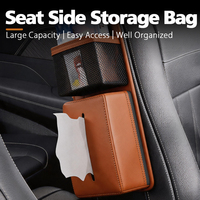 Tas Organizer Penyimpanan Samping Kursi Mobil Kulit PVC Universal Kantong Penyimpanan Samping Kursi Mobil Multi Kantong untuk Tisu, Gelas, Ponsel, Kartu