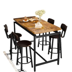 American retro <b>bar</b>, milk tea shop, coffee shop <b>bar</b> <b>table</b> and chair set, casual <b>bar</b> <b>table</b> with backrest <b>bar</b> stool - Product Image 5