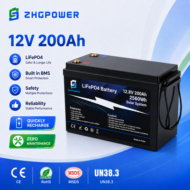12V LIFEPO4 Battery 200Ah  400Ah Lithium Iron Batteries Solar Energy Storage System RV Cart EV Boat