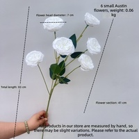Fleurs artificielles en soie Austin Rose, 6 têtes, mini-rose artificielle, tiges pour arrangements floraux d'hôtels, mariages, salles de réception