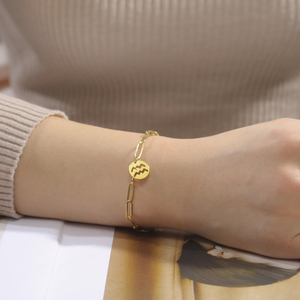 Myshape Zodiac Charm Bracelet Mujeres Acero inoxidable Paperclip Cadena Pulseras Constelación Acuario Aries <span class=keywords><strong>Tauro</strong></span> Leo Joyería - Product Image 4