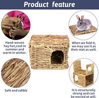 Lit de foin tissé à la main naturel pliable pour lapin, hamster, cochon d'Inde, chinchilla, petits animaux
