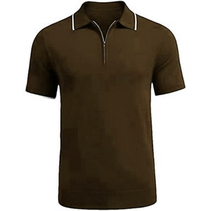 Polo en tricot à manches courtes pour homme, couleur unie, avec fermeture éclair, style décontracté, évacuation de l'humidité, fabrication OEM, taille plus - Product Image 6
