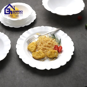 Chine usine nouvelle assiette à soupe en forme de tournesol 9 pouces assiette à pâtes profondes en verre <span class=keywords><strong>opale</strong></span> blanc plat blanc pur résistant à la chaleur - Product Image 1